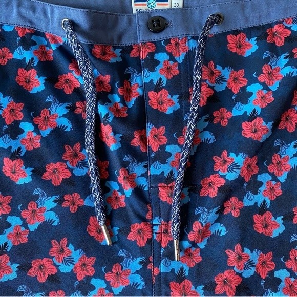 SGI THREADS Board Shorts Swim Trunks Red Floral Tropical Hibiscus Mens NWT - Picture 3 of 10